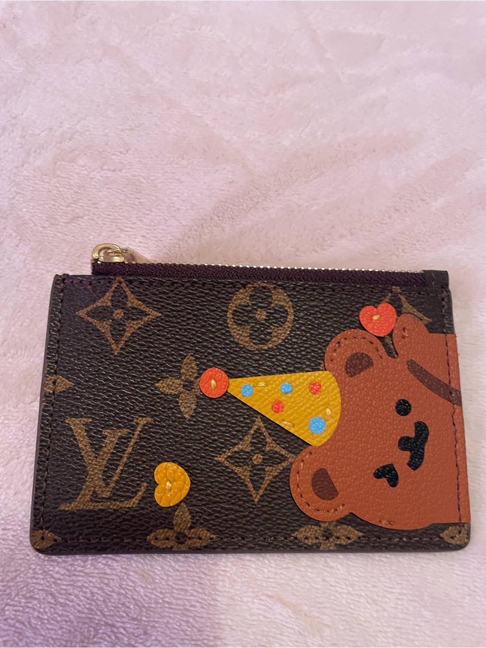 Louis Vuitton Monogram Bear Card Pouch in Brown with Yellow Hat